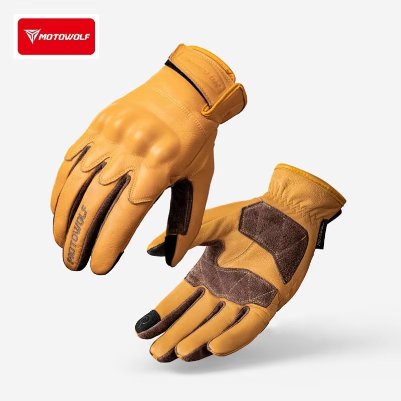 Motorcycle Glove Knuckle - Кожаные мотоциклетные перчатки в стиле ретро,