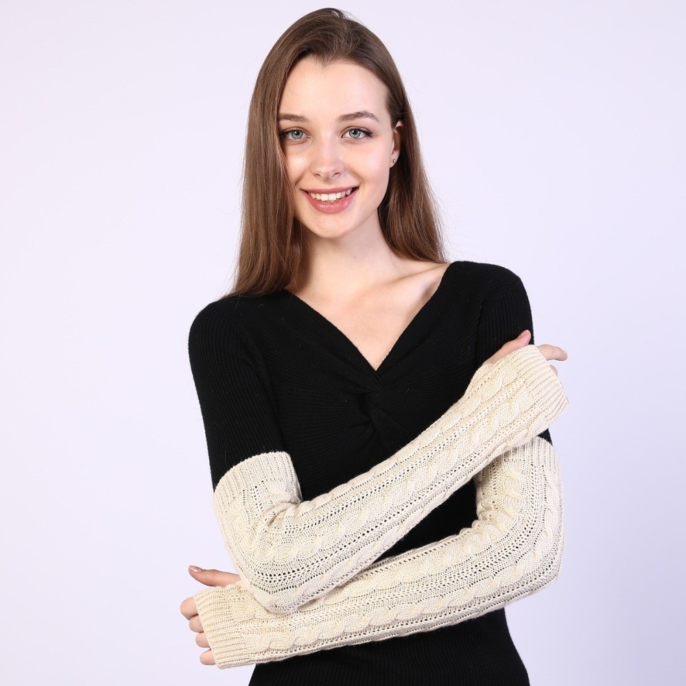 Fingerless Glove Knit - Повседневные однотонные перчатки без пальцев, длинные