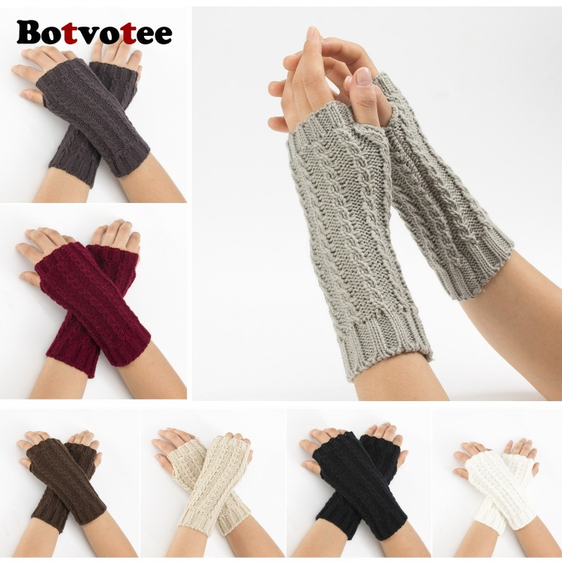 Fingerless Glove Knit - Botvotee Y2k зимние перчатки с половиной